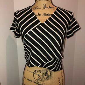 Olivia Rae Black and White Cropped Wrap t-shirt